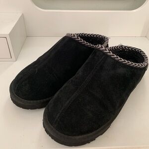 BearPaw Black Mules with Gray Trim